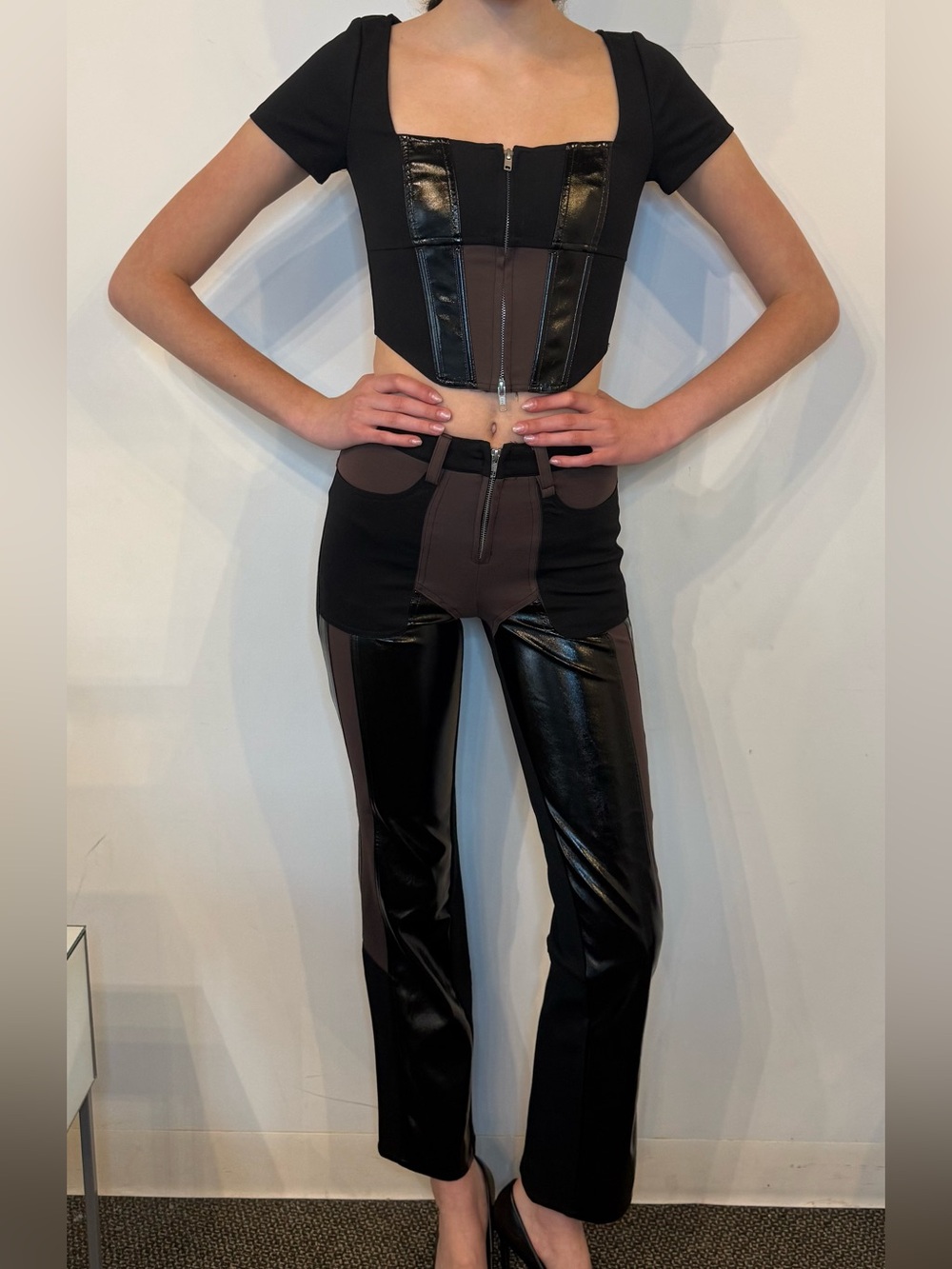 IamGIA Brown, Black and Faux Leather Set